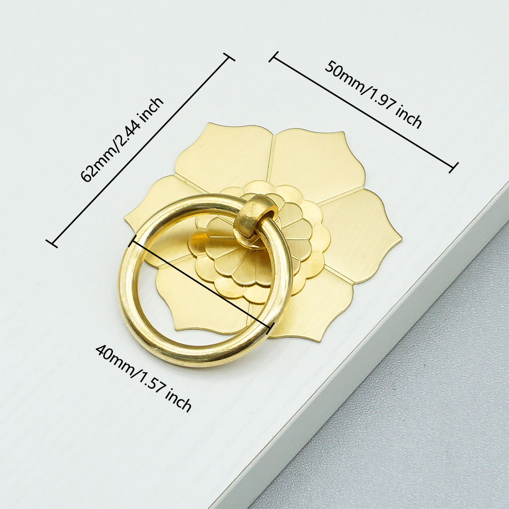 Unique Furniture Hardware - Florale Messing-Schranktürknöpfe, Tropfenring, Aufhänger, Ring –
