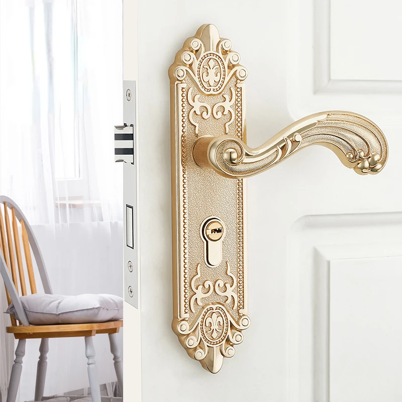 Furniture Hardware Fittings - Europäischer geräuscharmer Innentürgriff, luxuriöses, diebstahlsicheres Türschloss,