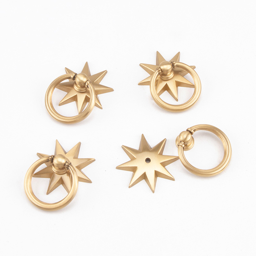Drawer Pull Gold - Anisförmige Schrankgriffe aus Antik-Messing, Ringförmige Schubladenknöpfe,